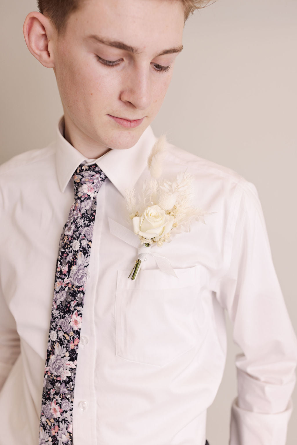 White and Cream Preserved Boutonniere